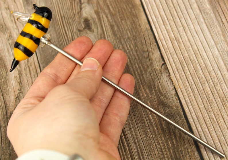 Blown Glass Bumblebee Plant Stake, Bumble Bee Decor, Planter Ornament, House Plant Stakes, Honey Bee Decor, Bumblebee Gift, Plant Lover Gift image 6