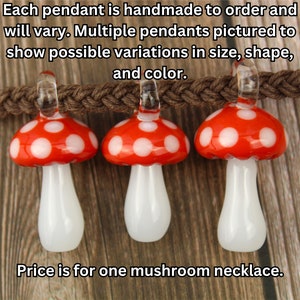 Collier champignon en verre, pendentif en verre soufflé, collier en chanvre, bijoux sans métal, cadeaux hippies, cadeaux pour amateurs de champignons, cadeau champignons pour femme image 2