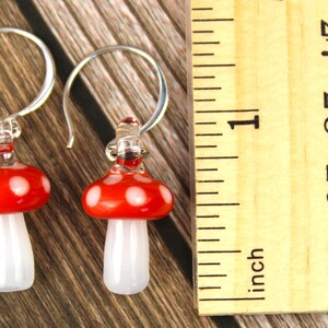 Glass Mushroom Earrings, Hypoallergenic Earrings, Sterling Silver Jewelry, Blown Glass Jewelry, Amanita Mushroom, Mushroom Gifts for Women image 9