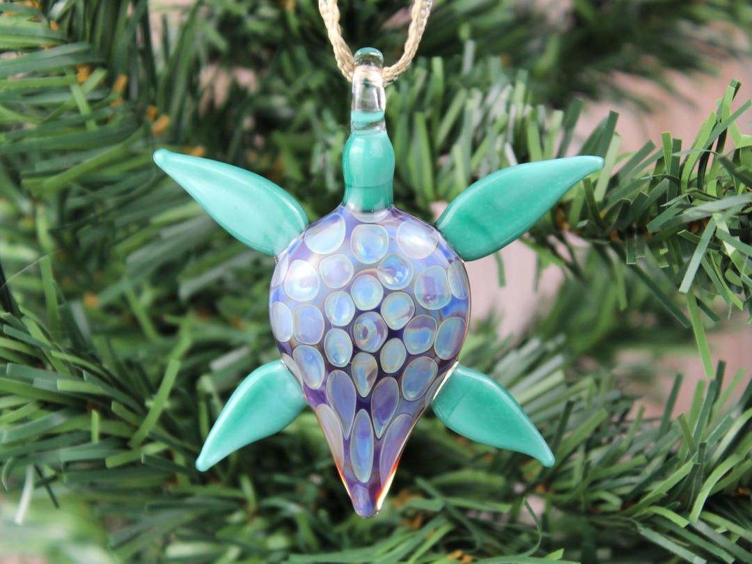 Hand Blown Glass Ornaments, Sea Turtle Ornament, Glass Animal Ornaments ... - Blue Turtle Aquarium Ornaments Handmade