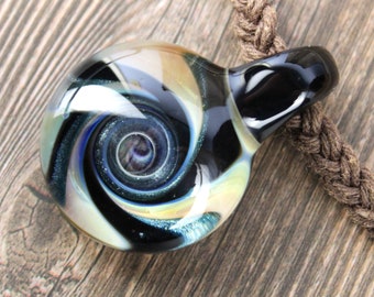 Blown Glass Vortex Pendant, Hemp Necklace, Hypoallergenic Jewelry, Metal Free, Hippie Gifts, Jewelry Girlfriend Gift, Gift for Best Friend