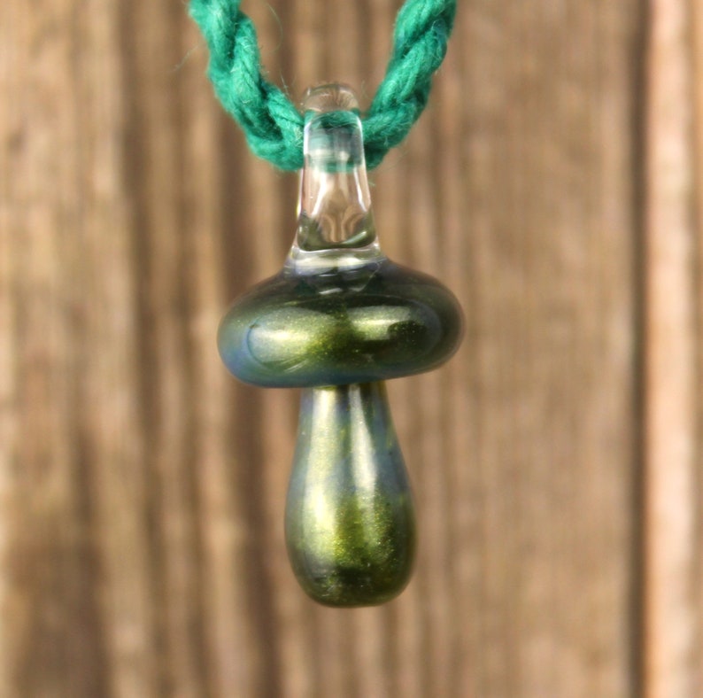 Mini Glass Mushroom Necklace, Blown Glass Pendant, Hemp Necklace, Mushroom Jewelry, Mushroom Gift for Her, Mushroom Lover Gift, Hippie Gifts image 4