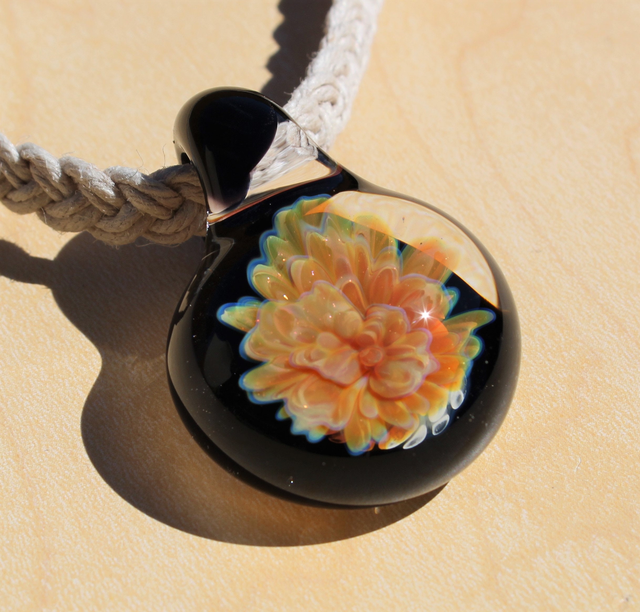 Hand Blown Glass Pendant Necklace Handmade Eco Friendly Etsy