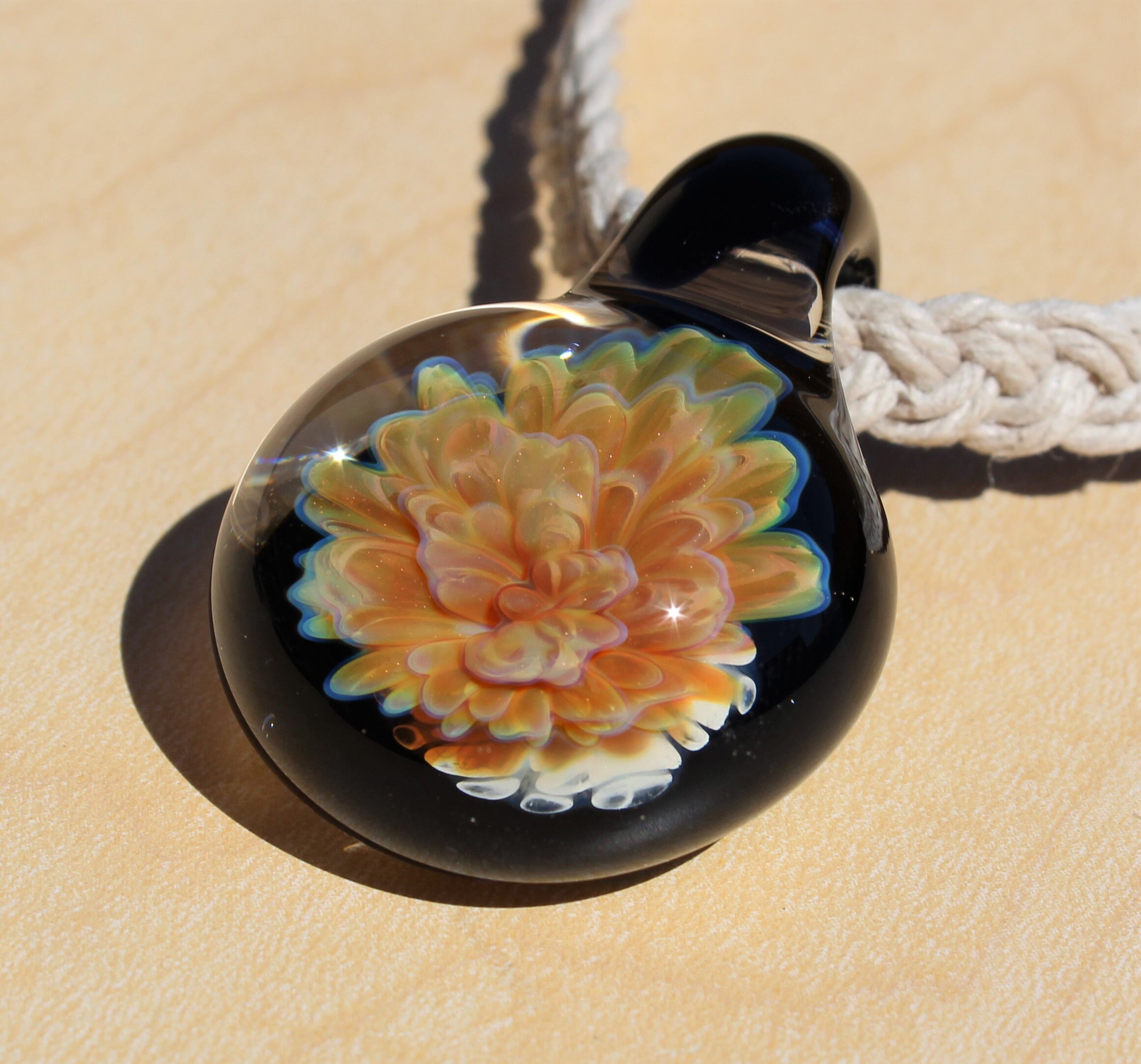 Hand Blown Glass Pendant Necklace Handmade Eco Friendly Etsy