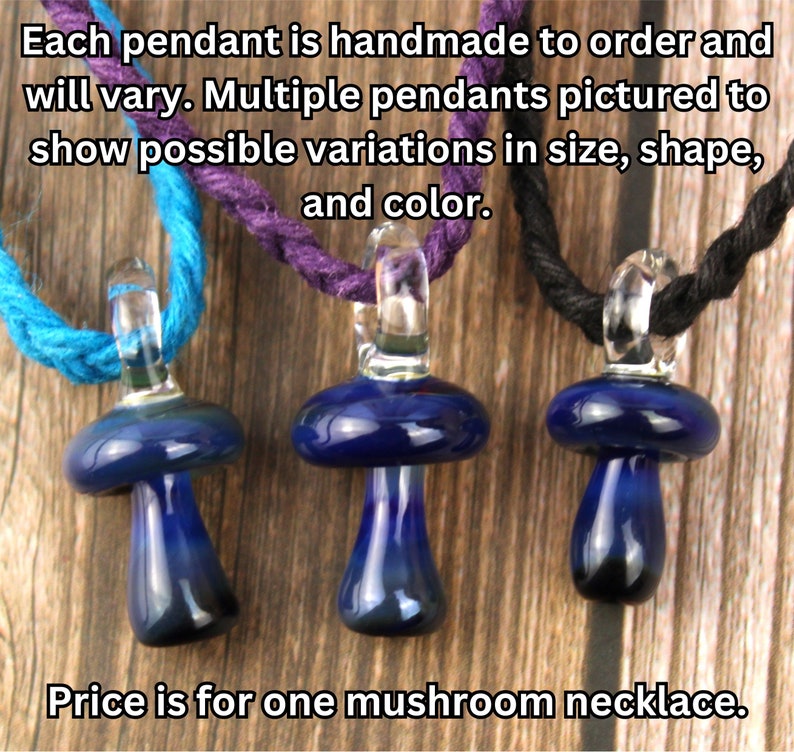 Mini Glass Mushroom Necklace, Blown Glass Pendant, Hemp Necklace, Mushroom Jewelry, Mushroom Gift for Her, Mushroom Lover Gift, Hippie Gifts image 3