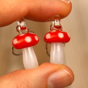 Glass Mushroom Earrings, Hypoallergenic Earrings, Sterling Silver Jewelry, Blown Glass Jewelry, Amanita Mushroom, Mushroom Gifts for Women image 8