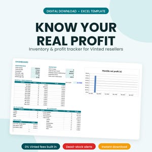 Vinted Reseller Spreadsheet | Inventory Profit Tracker Excel Template (Digital Download)