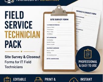 Field Service Technician Forms | Site Survey, Work Order Closeout (Word Download)