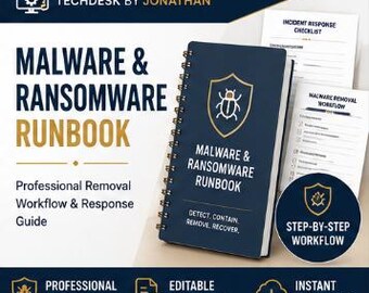 Malware Ransomware Removal Runbook | IT Incident Response Plan (Editable Word Doc)
