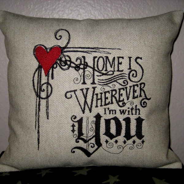 Love Heart Pillow Embroidered Decor