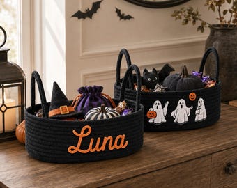 Personalized Boo Basket, Custom Name Halloween Gift Basket for Kids