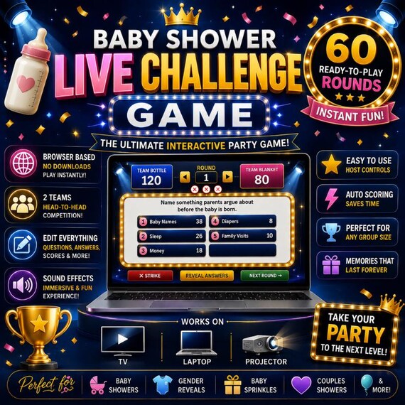 Baby Shower Feud Game | Browser-Based Baby Shower Game | Interactive Baby Shower Party Game | Gender Reveal Game | Instant Download | HTML
