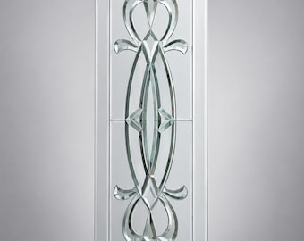 G9 digital geometrical beveled stained glass panel Elegant Rectangular Door Glass Design