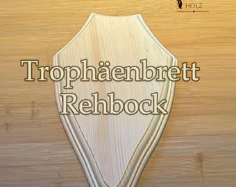 Trophäenschild Rehbock aus Zirbe Massiv | Gehörnbrettchen | Geschenk für Jäger | Jagd Deko Trophäenbrett Zirbe