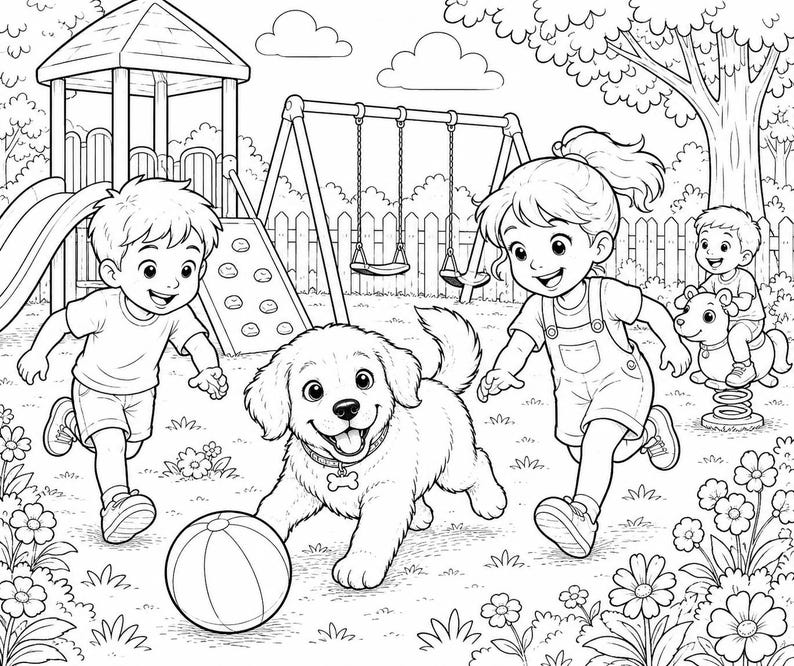 Dog Coloring Book for Kids | Adorable Puppy Illustrations (digital ...