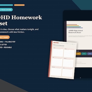 ADHD High School Homework Planner | Assignment and Missing Work Reset