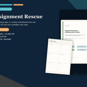 ADHD Assignment Rescue Planner | Missing Work and Deadline Reset PDF