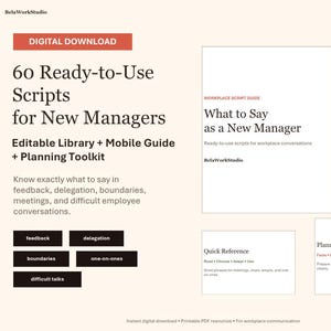 New Manager Toolkit: 60 Difficult Employee Conversation Scripts, Editable Word Templates and PDF Guides