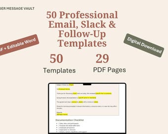50 Professional Email, Slack & Follow-Up Templates for Managers | Editable Workplace Message Scripts