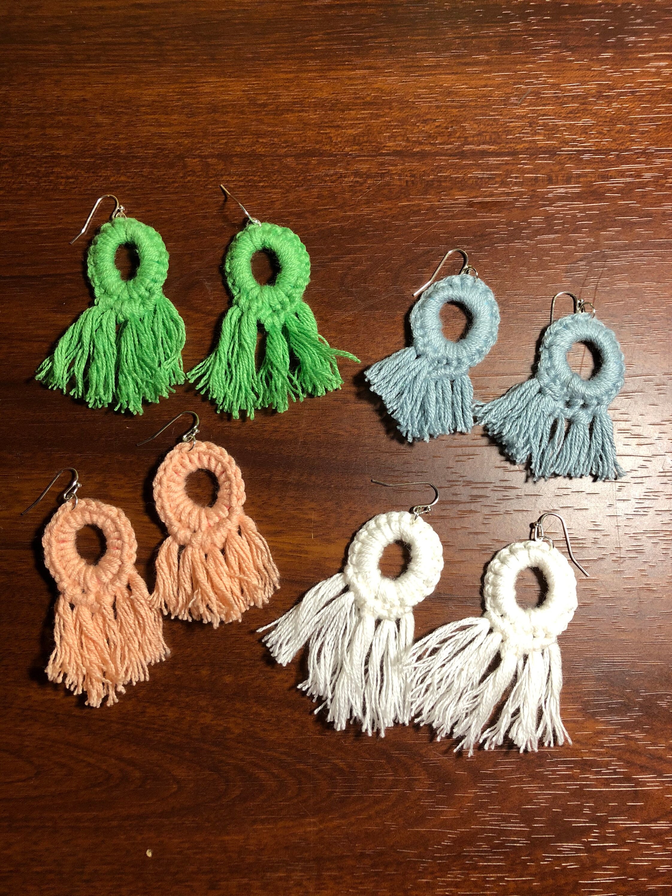 Crocheted tassel dangle earrings Etsy