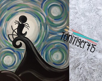 Jack Skellington Art Print, 8x10 Inch Print, Nightmare Before Christmas, Starry Nights