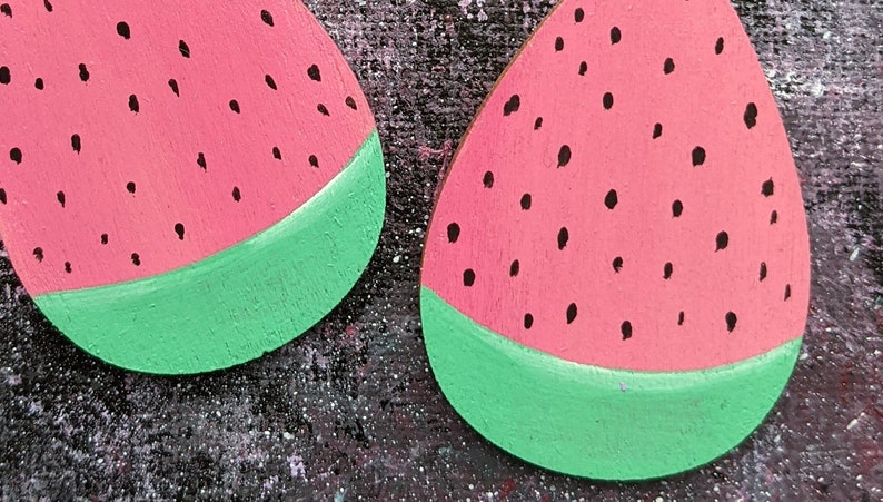 Watermelon Earrings, Summer Fruit Earrings, Handmade Jewelry, Pink Earrings image 3