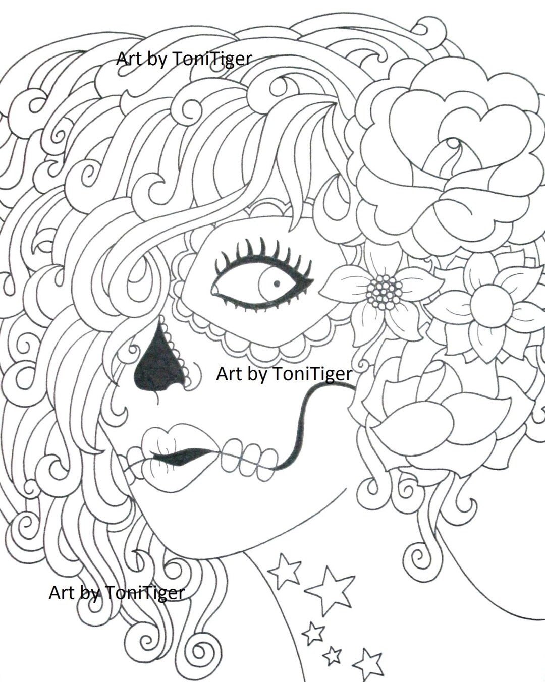 Instant Digital Download Coloring Page Sugar Skull Girl, Original Day ...
