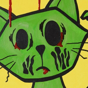 Zombie Cat Print, 8x10 Inch Print, Horror Art Print, Cute Cat Art, Dripping Blood Art, Cat Lover image 2