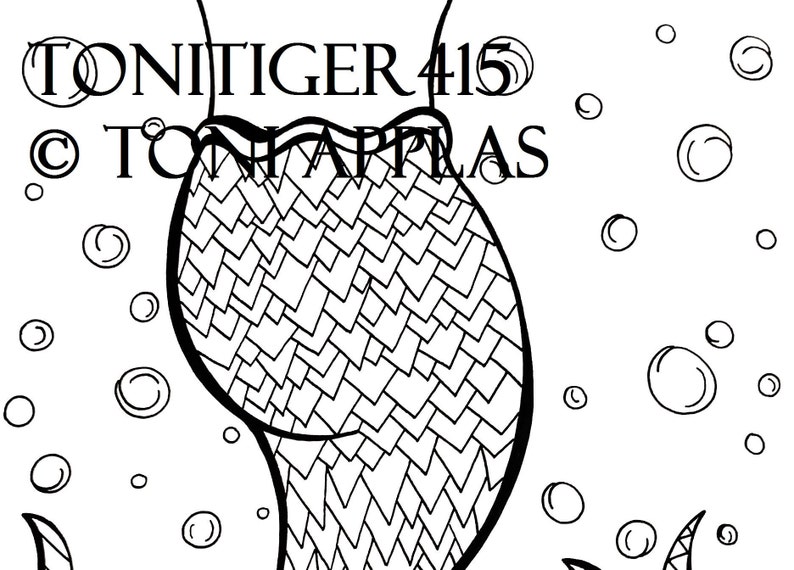 Mermaid Tail Coloring Page Instant Download Digital Adult | Etsy