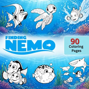 Hitta Nemo Målarbok 90 Sidor | Nemo Dory Marlin Utskrivbar Barnaktivitet PDF Direktnedladdning