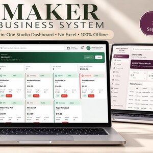 Maker Business Management System, offline HTML-app, lager, order, produktion och materialspårning