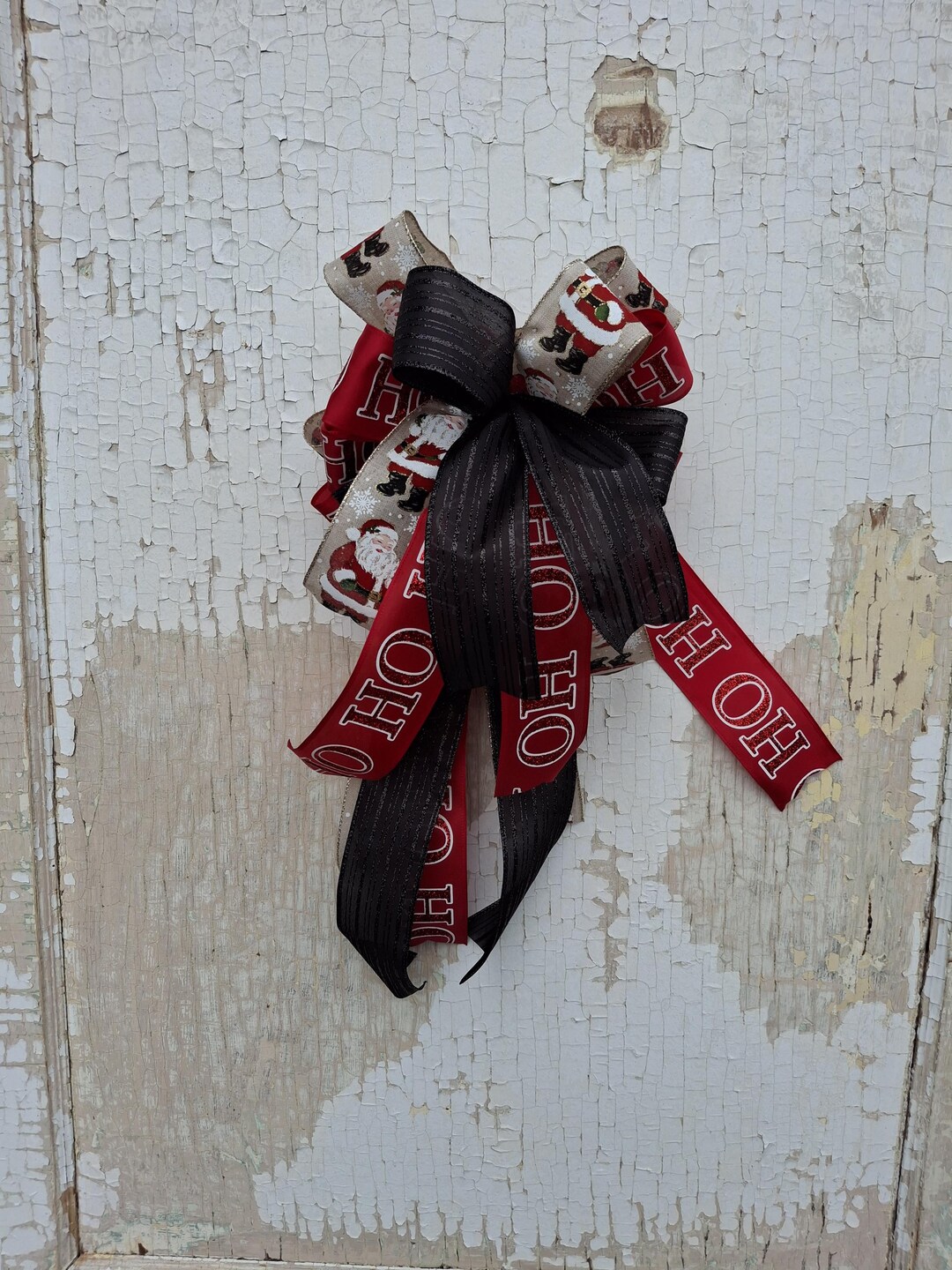Joy Ribbon Nutcracker Christmas Bow, JOY Ribbon, Holiday Door Decor - Etsy
