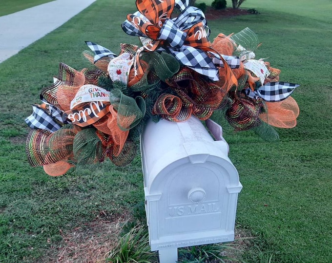 Fall Mailbox Swag Mailbox Decor Autumn Mailbox Topper Mailbox Swag Etsy