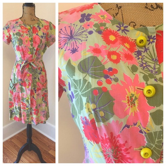 40s Saybury Colorful Floral Button Sundress