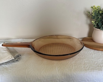 Vintage Visions Amber 10" skillet frying pan- Corning USA
