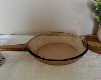 Vintage Visions Amber Corning France Amber 10" Skillet Frying Pan