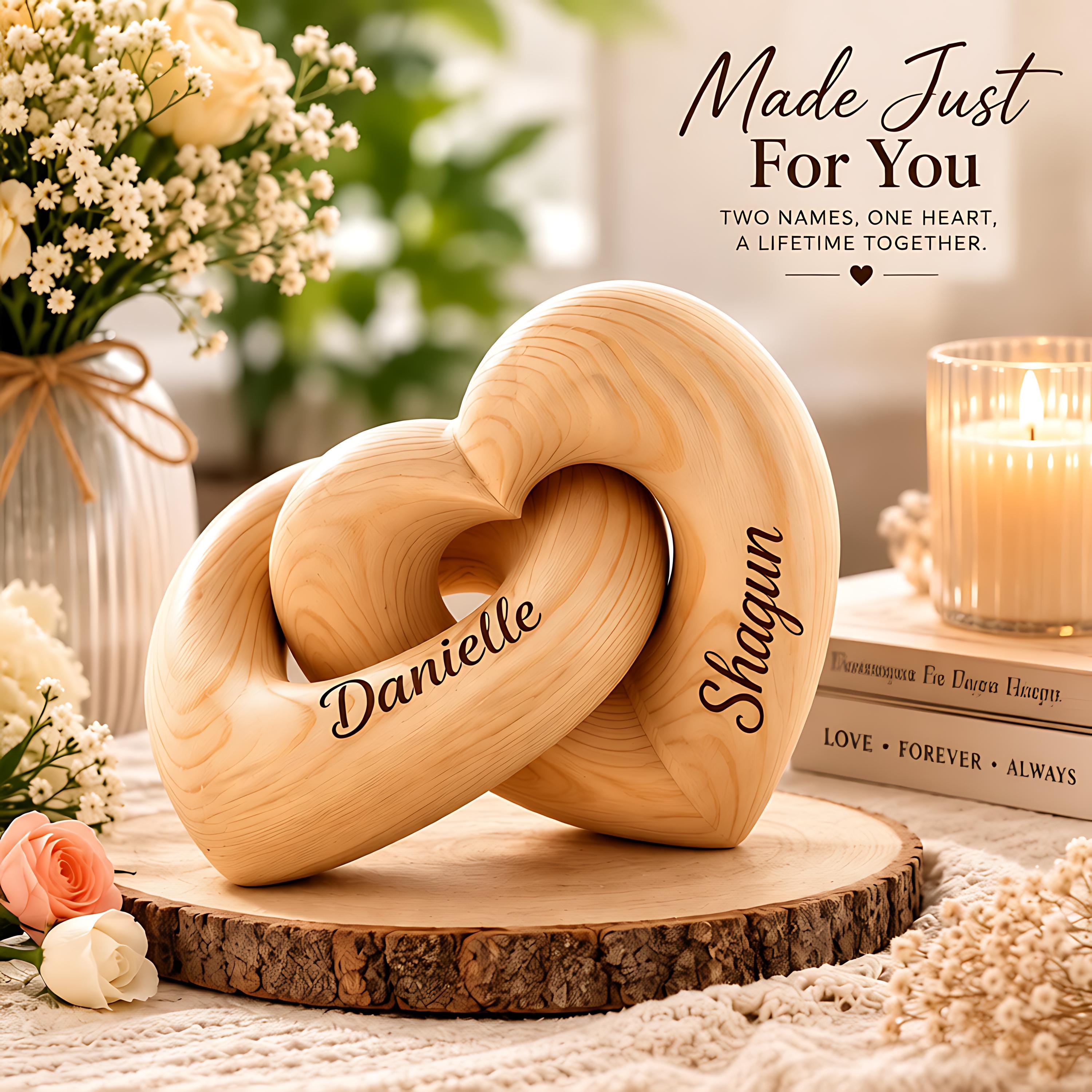Interlocking Wood Hearts Personalized - Etsy