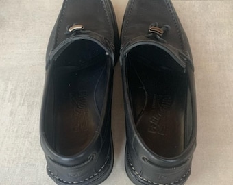 Salvatore Ferragamo Black Leather Loafers with Tassels Size 9