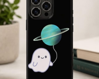Ghost Planet Phone Case | Kawaii Halloween Space Design, iPhone Samsung Protection