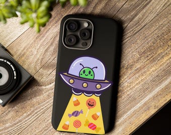 Alien UFO Halloween Phone Case | Candy Beam Design, Spooky Cosmic Accessory
