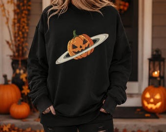 Halloween Pompoen Planeet Sweatshirt | Spooky Space Crewneck