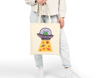 Alien UFO Halloween Candy Tote Bag | Spooky Trick or Treat Canvas Bag