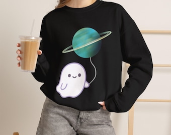 Spookplaneet-sweatshirt met ronde hals | Kosmisch Halloween-ruimtethema