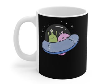 Buitenaardse UFO keramische mok | Kawaii Space Sci-Fi drinkgerei