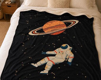 Astronaut Saturn Blanket | Space Throw Blanket
