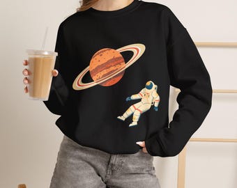 Saturnus Astronaut Trui met Ronde Hals | Comfortabele Ruimte Trui | Unisex Kosmische Trui