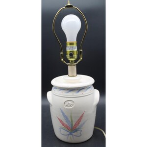 Vintage Pinewood Valley Pottery Crock Lamp Lavender Floral Bow Table Lamp Tested