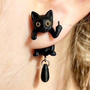 Funny 3D Animal Flip Off Earrings, Cute Novelty Statement Earrings, Unique Humor Jewelry Gift, Quirky Accessories for Women