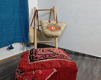 Marokkanischer Kelim-Pouf / Großes Bodenkissen / Vintage-Textil-Pouf / Handgefertigt