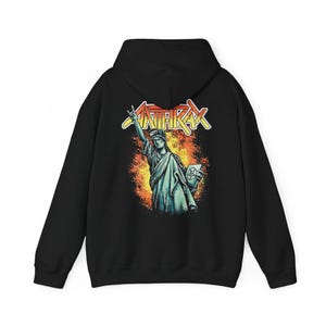Anthrax Statue of Liberty Hoodie | Back Graphic Heavy Metal Band Sweatshirt